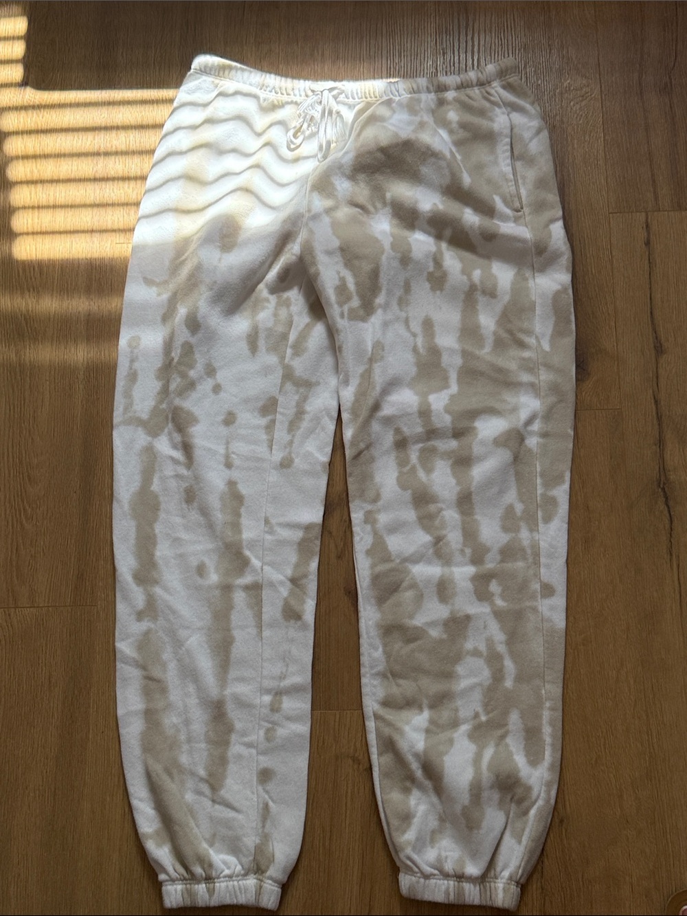 Olive & Oak Cream and Tan Tie-Dye Joggers